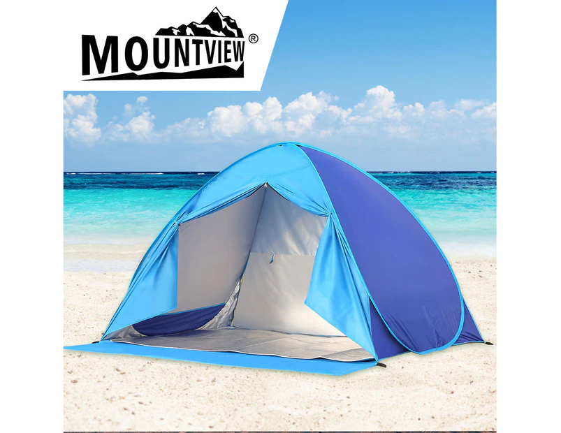 Mountview Pop Up Tent Beach  Camping Tents 2-3 Person Hiking Portable Shelter - Blue,Grey,Red