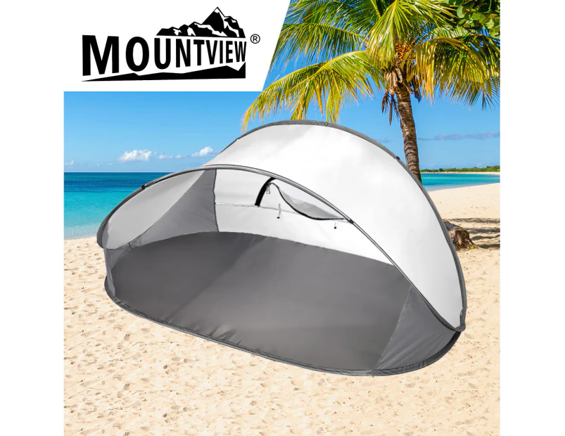 Mountview Pop Up Tent Camping Beach Tents 4 Person Portable Hiking Shade Shelter - Blue,Grey,Red
