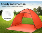 Mountview Pop Up Beach Tent Caming Portable Shelter Shade 2 Person Tents Orange - Blue,Grey,Red