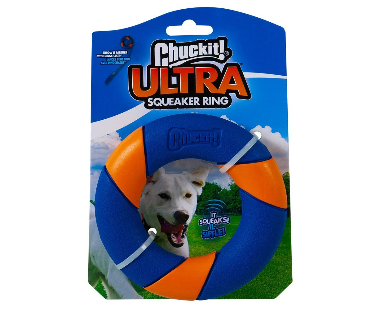 Chuckit Ultra Squeaker Ring Interactive Play Dog Toy 12 x 2.5cm