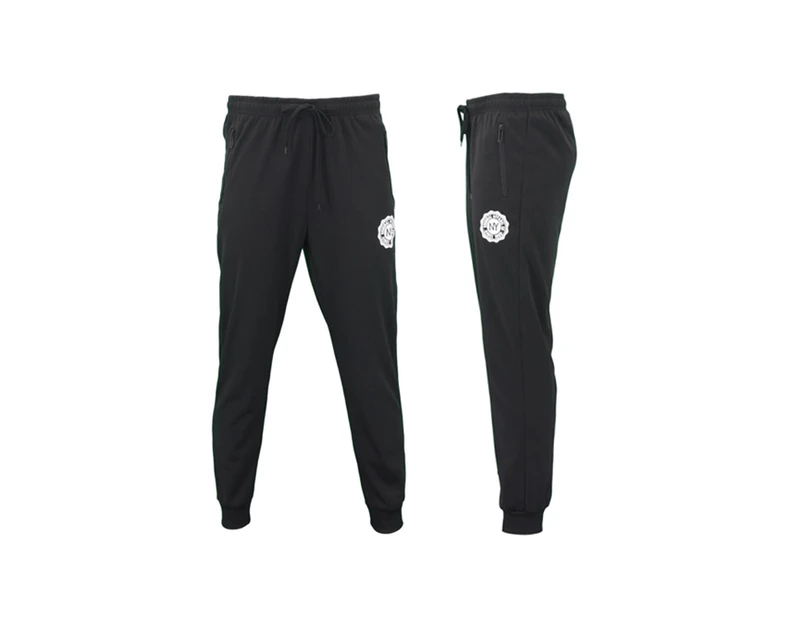 FIL Men's Lightweight Track Pants w Zip Pockets - NY - Black