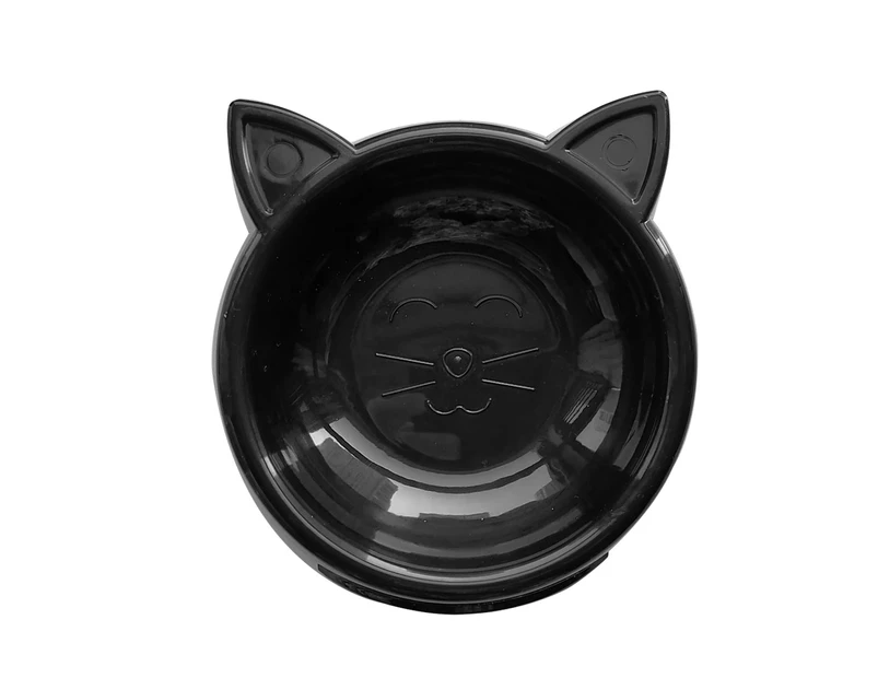 Pet Food Bowl Cat Face Shape Large Capacity Feeding Dish Cat Bowl Pet Water Drinking Feeder for Small Dogs Black