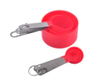 8Pcs/Set Household Plastic Measuring Cup Spoon with Handle Home Dishwasher-Red