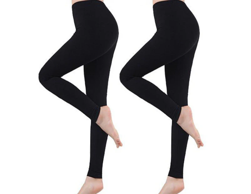 Fleece lined leggings for women - high waisted winter yoga pants -[stocking] fleece two pieces: black + black L - [stocking] fleece two pieces: black + black