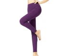 Fleece lined leggings for women - high waisted winter yoga pants -Fleece [single piece] Thermal pants deep purple M - Fleece [single piece] Thermal pants deep purple