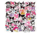 50Pcs/Set Clear Print Rich Content Self-adhesive Kuromi Stickers Cute Cartoon Dog Graffiti Decal Bottle Suitcase Stickers for Artboard-A 1 Set