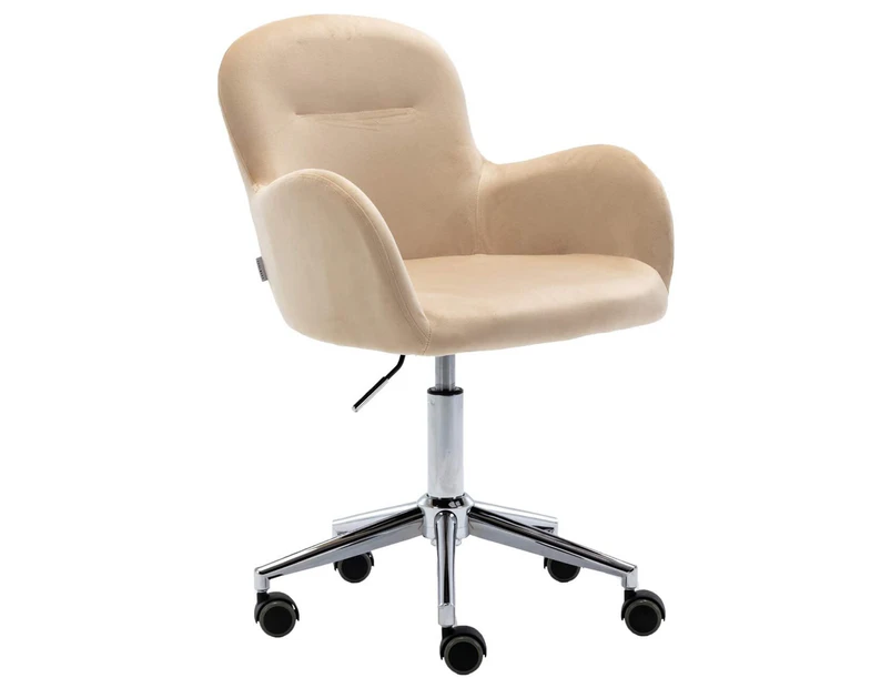 Velvet Office Chair Home Armchair Modern Desk Chair Swivel Adjustable Chair Beige