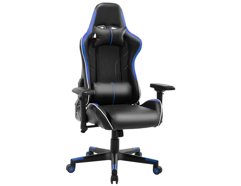 Gaming Chair High Back PU Leather Racing Office Computer Chair Ergonomic Chair with Headrest and Lumbar Support [Colour: Blue]