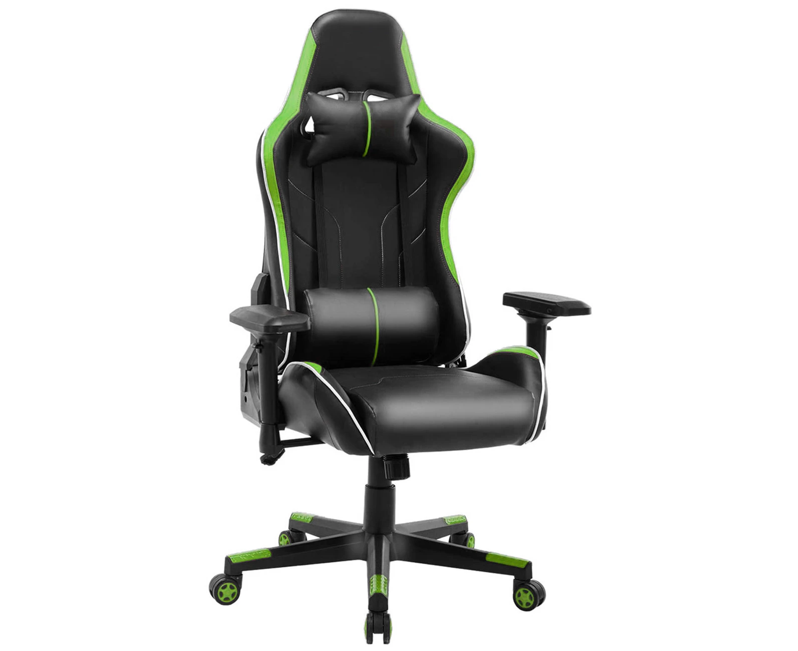 Gaming Chair High Back PU Leather Racing Office Computer Chair Ergonomic Chair with Headrest and Lumbar Support [Colour: Green]