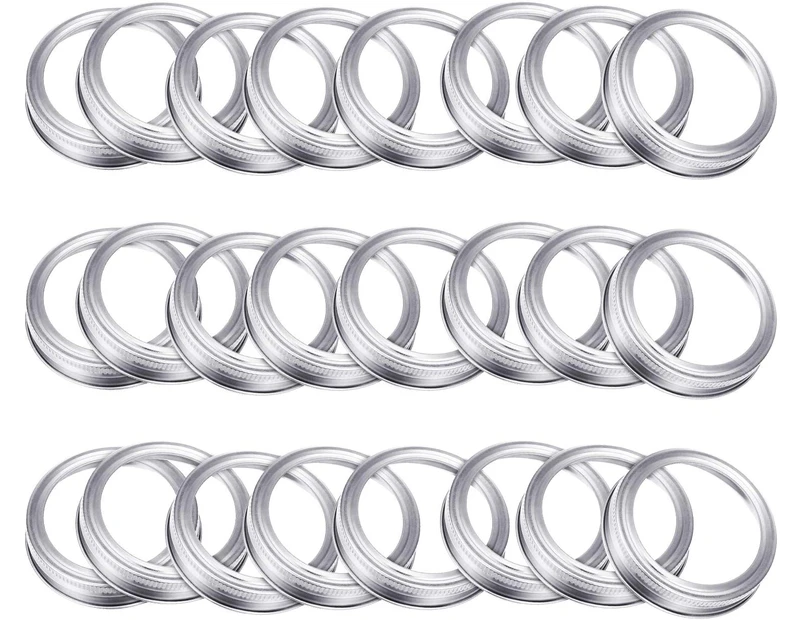 24Pcs*Split Cover Round*Standard70M Msilver Ring24 Piece Plain Mouth Jar Jars With Leak-Proof Tin Metal Band Ring Compatible