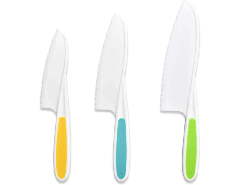 3 Piece Nylon Knives For Kids Kids Nylon Knife Set Kid Safe Knives For Cooking & Cutting Kitchen Lettuce