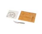 Rectangular Porcelain Cheese Board On Bamboo Base With 1 Knife 32Cm
