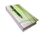 Lines In Green Notepad with Pen