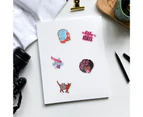 35Pcs Computer Decals DIY Creative Waterproof Exquisite Cartoon Self-adhesive PVC Feminism Theme Luggage Stickers for Skateboard-Mix Color