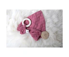 Tikiri Natural Rubber Teether with Muslin Tie - Dusty Pink