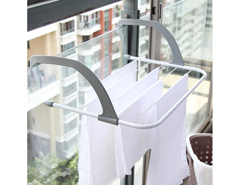 Folding Towel Clothes Drying Hanger Shelf Balcony Laundry Storage Holder Rack-0