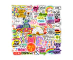 50Pcs Computer Decals Self-Adhesive Exquisite DIY Inspirational English Statement Graffiti Stickers for Skateboard-Mix Color