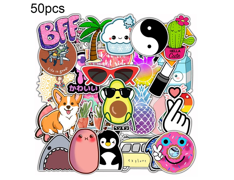50Pcs Cartoon Panda Penguin Whale Skateboard Refrigerator Sticker Decal Decor-50pcs