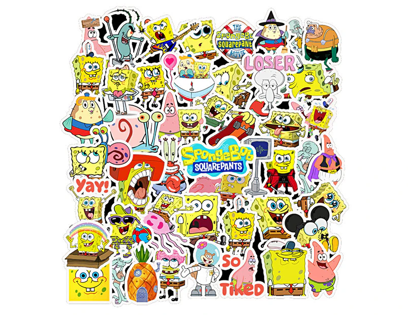50Pcs/Set Cartoon Stickers Self-adhesive PVC Kid Animated Drawing Cartoon Graffiti Decals Kid Toy Gift for Office-A