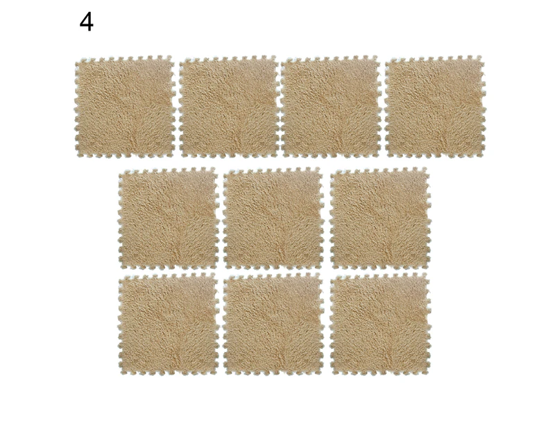 10Pcs/Set Puzzle Carpet Shaggy Easy Installation Square Fluffy Carpet Tiles Plush Area Rug for Parlor-4