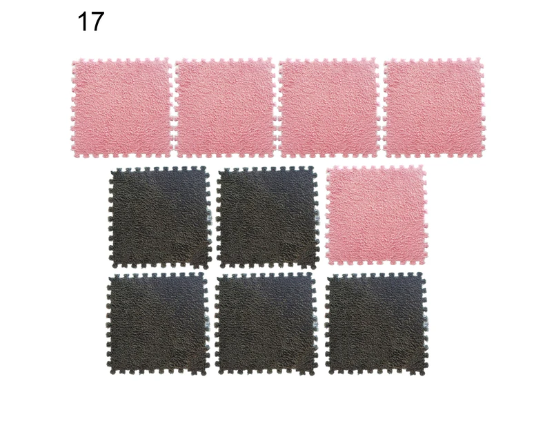 10Pcs/Set Puzzle Carpet Shaggy Easy Installation Square Fluffy Carpet Tiles Plush Area Rug for Parlor-17