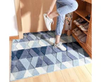 50x80cm/60x90cm Absorbent Non-slip Grid Pattern Front Door Rug Entrance Carpet-50*80cm Blue White