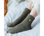 Household floor socks Sleep socks half velvet tube socks -green - Green