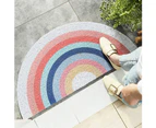 Creative Semi-Circular Area Rug Anti Slip Door Mat Rainbow Sun Printing Floor Mats Bedroom Carpet Rugs Entrance Doormat - Sun, 16"x32"-Rainbow