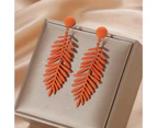 1 Pair Women Earrings Leaf Shape Solid Color Exaggerated Portable Friendly to Skin Decorate Ear Candy Colors Hollow Out Vivid Lady Earrings Jewelry - Orange