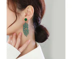 1 Pair Women Earrings Leaf Shape Solid Color Exaggerated Portable Friendly to Skin Decorate Ear Candy Colors Hollow Out Vivid Lady Earrings Jewelry - Green