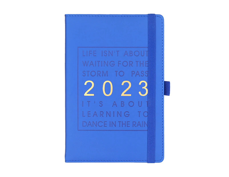 Schedule Book Multifunctional Efficiency Manual Time Management 2023 A5 English Version Agenda Planner Notebook Office Supplies-Blue