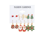 Christmas Earrings Festive Enamel Geometric Shiny Electroplating Decoration Jewelry Gifts Xmas Tree Elk Snowman Santa Claus Ear Studs Dangle Earrings - White