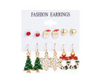 Christmas Earrings Festive Enamel Geometric Shiny Electroplating Decoration Jewelry Gifts Xmas Tree Elk Snowman Santa Claus Ear Studs Dangle Earrings - Red
