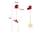Dangle Earrings Asymmetrical Long Chain Tassel Sweet Festival All-match Decoration Xmas Gift Christmas Santa Claus Snowflake Bell Drop Earrings Jewelry - Red