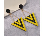 Drop Earrings Exaggerated Geometric Long Electroplating Contrast Color Decorative Gift Women Triangle Pendant Stud Earrings Party Jewelry for Daily Wear - Yellow