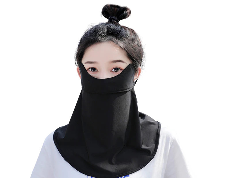 Face Veil Quick Dry Comfortable Breathable Anti-deformed Sun Protection Anti-UV Cycling Face Cover for Cycling - Black