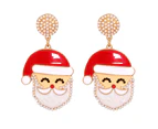 Dangle Earrings Faux Pearls Shiny Rhinestones Sparkling Festival All-match Decoration Xmas Gift Christmas Santa Claus Drop Earrings Women Fashion Jewelry - White