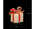 Brooch Pin Xmas Element Daily Wear Alloy Women Men Rhinestone Christmas Gift Box Brooches for Wedding - Red