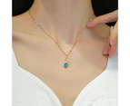 Clavicle Chain Animal Shape Thermochromic Faux Gem Geometric Adjustable Decorative Gift Women Swan Pendant Necklace Boutique Jewelry for Dating - Blue