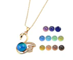 Clavicle Chain Animal Shape Thermochromic Faux Gem Geometric Adjustable Decorative Gift Women Swan Pendant Necklace Boutique Jewelry for Dating - Blue