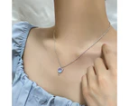 Clavicle Chain Shiny Moonstone Elegant Korean Style Adjustable Chain Everyday Wear Casual Exquisite Choker Necklace for Gift - Silver
