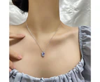 Clavicle Chain Shiny Moonstone Elegant Korean Style Adjustable Chain Everyday Wear Casual Exquisite Choker Necklace for Gift - Silver