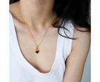 Clavicle Chain Titanium Steel Golden Double Sided Heart Ladies Necklace for Party - Black