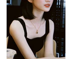 Clavicle Chain Titanium Steel Golden Double Sided Heart Ladies Necklace for Party - Black