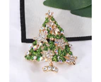 Christmas Brooch Rhinestone Inlay Portable Anti-rust Corruption Resistant Jewelry High-end Shiny Christmas Tree Shape Corsage for Christmas Party - Green