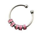 Open Ring Adjustable Fine Workmanship Anxiety Relief with Enamel Bead Opening Decoration Accessory Unisex Stacking Spinning Ring for Daily Wear - Pink