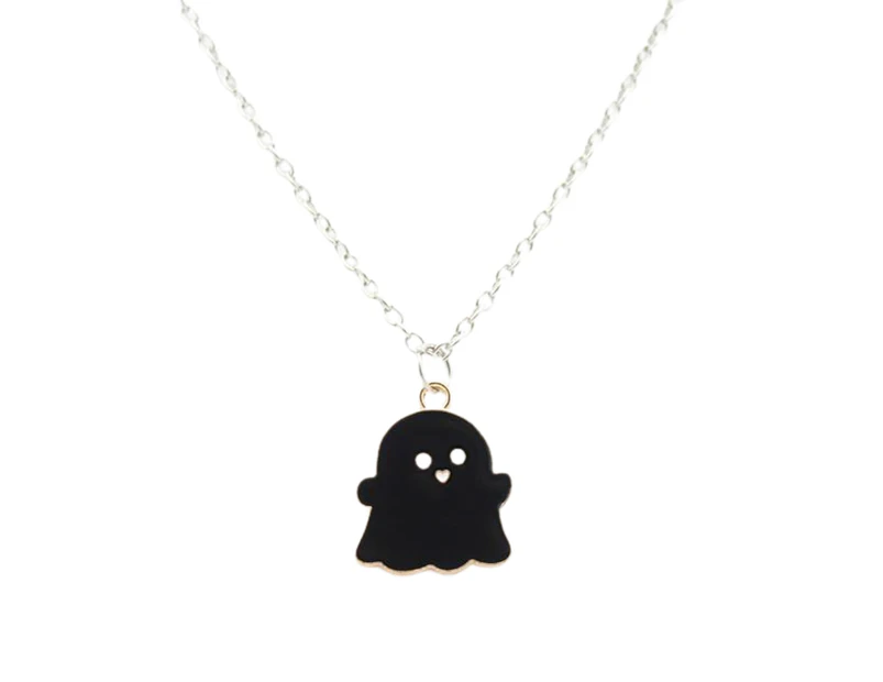 Pendant Necklace Festive Geometric Electroplating All Match Men Women Cute Cartoon Ghost Clavicle Chain Decoration Gift for Halloween - Black