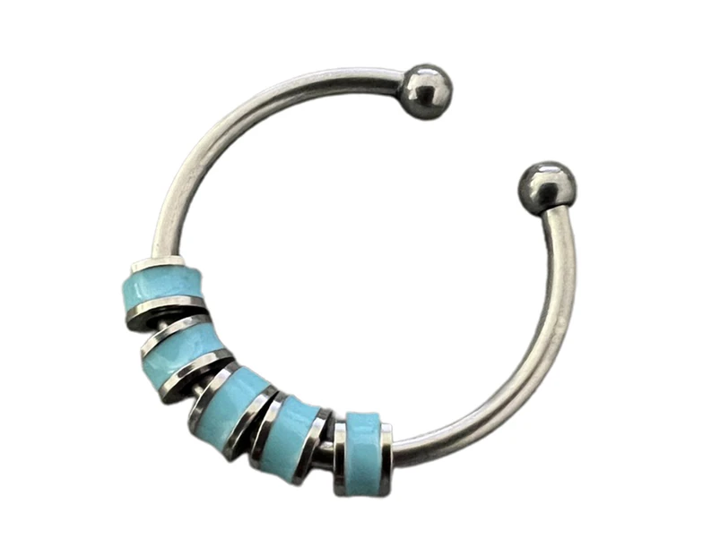 Open Ring Adjustable Fine Workmanship Anxiety Relief with Enamel Bead Opening Decoration Accessory Unisex Stacking Spinning Ring for Daily Wear - Blue
