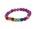Prayer Bracelet Colors Stitching Artificial Stone Women Men Chakra Bracelets Healing Wrist Chain for Everyday Wear - Purple