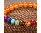 Prayer Bracelet Colors Stitching Artificial Stone Women Men Chakra Bracelets Healing Wrist Chain for Everyday Wear - Orange